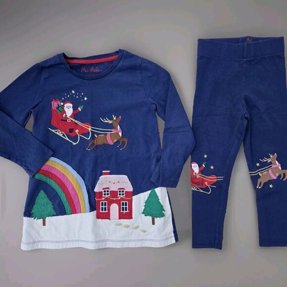 Mini Boden Appliqué Leggings Santa in Sleigh Reindeers,Size 3-4yrs Christmas-MC1 - Picture 3 of 3